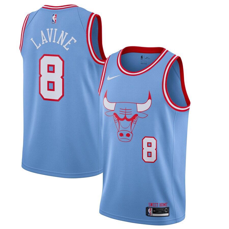 Men Chicago Bulls #8 Lavine light blue City Edition Game Nike NBA Jerseys